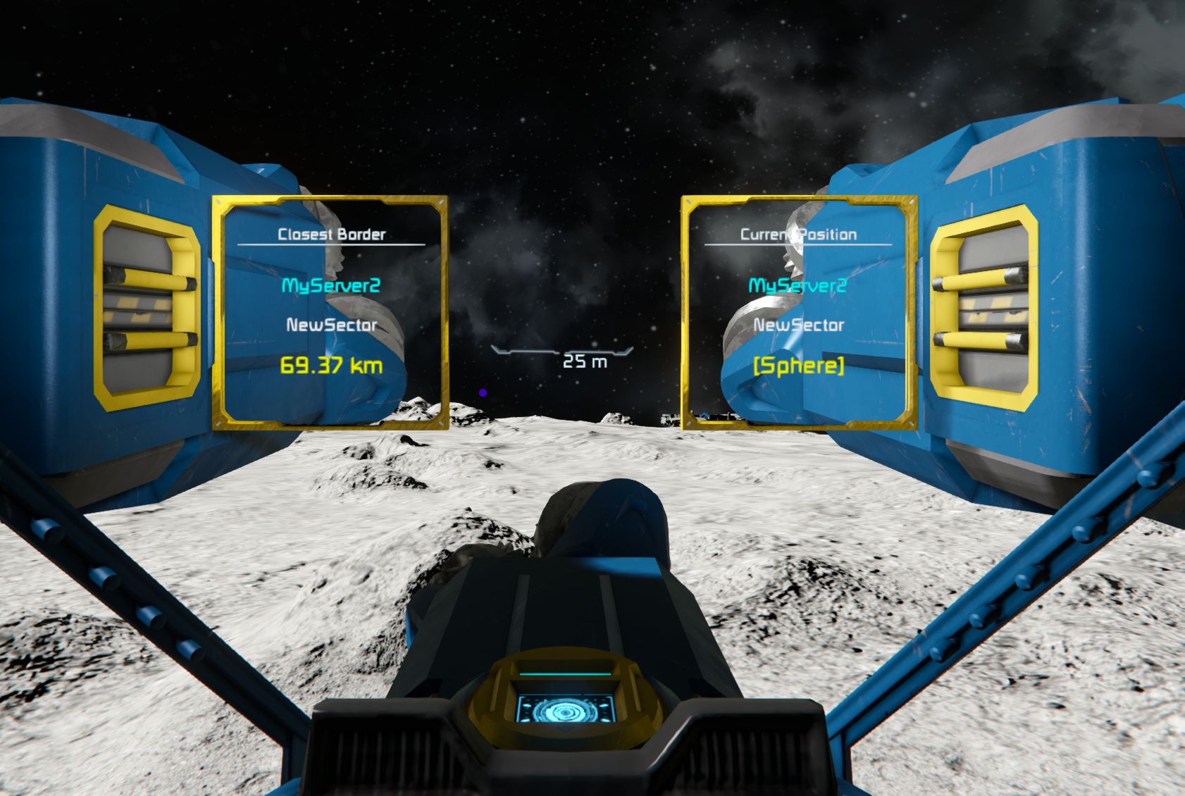 Nexus Status LCD showing Current Position and Border Distance displays side by side